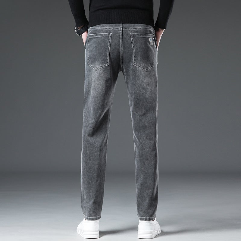 Stretch Jeans Men'S Slim-Fit Pants Men'S High-End Fit Washed Straight Autumn Business Men'S Pants - Image 5